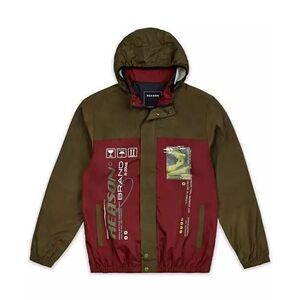 New Medium Reason Brand Flame Hoodie Hooded Front Zip Windbreaker Jacket NWT